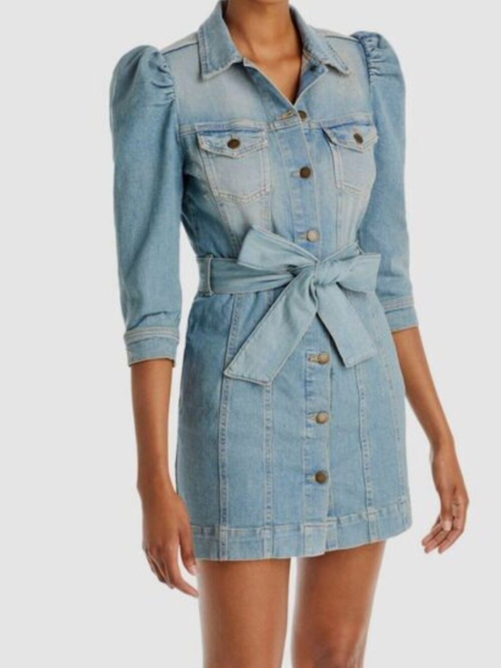 Retrofête Women's Blue Lema Denim 3/4 Sleeve Mini Dress